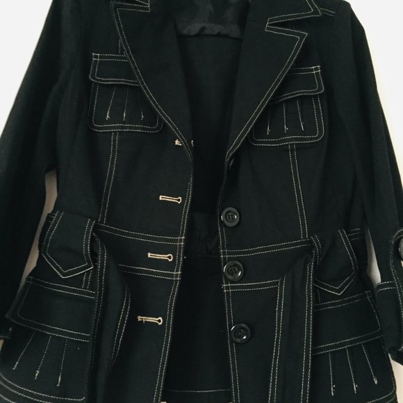 CELINE K, GORGEOUS BLACK JEAN BELTED JACKET, SZ. 4 - Picture 5 of 10